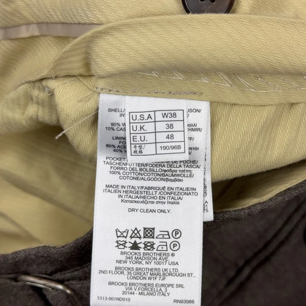 Brooks Brothers Trousers Mens W38 Brown Vitale Barberis Canonico Wool Cashmere